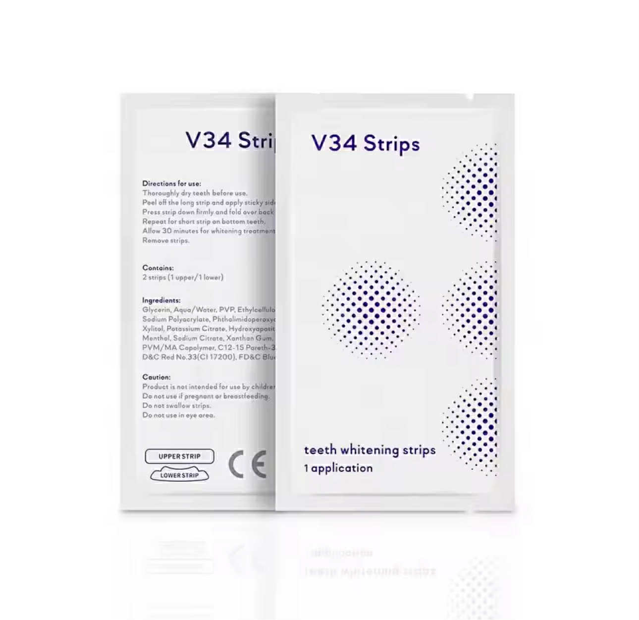 V34 Teeth Whitening Strips – 14-päevane hoolduspakett koduseks kasutamiseks